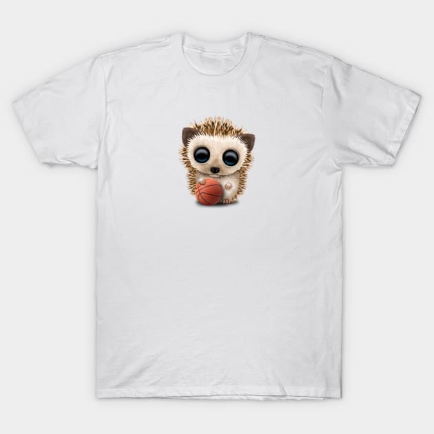 Baby Hedgehog Playing With Basketball T-Shirt by jeffbartels